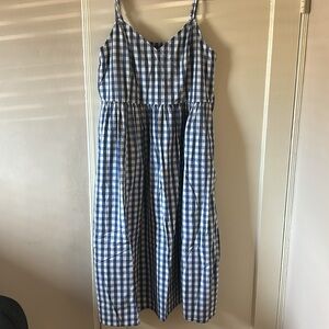 NWOT Old Navy XXL Blue and White Gingham Cami Maxi Dress Cotton w/Pockets!